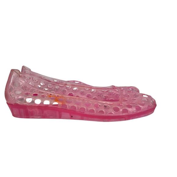 White Mountain Pink Jelly Shoes Polka Dot Cut Outs Small Wedge Heel Sz 9 - Picture 8 of 9
